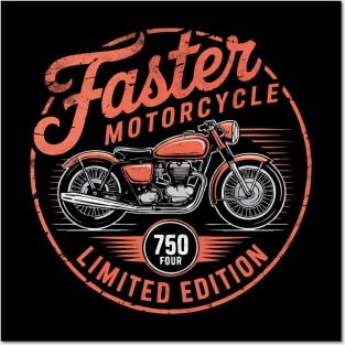 Faster Motorcycle Vintage Badge Posters and Art